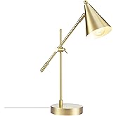 Globe Electric x Novogratz 52887 18" Desk Lamp, Matte Brass Finish, Adjustable Height, Balance Arm, Rotary Switch on Shade, M