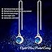 CRYSLOVE 925 Sterling Silver Earrings for Women Sweet Mini Blue Crystal Moon Pendant Earring Needle Drop Threader Pull through Dangle Earrings Best Choice for Mother's Day Valentine's Day