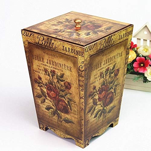 DFJKL trash can American European style antique wooden trash cans living rooms bedroom creative wastepaper basket Retro sumptuous can Waste Bins-in Waste Bins from Home & Garden,Navy Blue