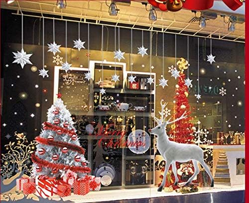 Lovely White Christmas Deer Wall Sticker for Window Home Decor 60x90cm