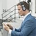 Linner NC80 Active Noise Cancelling Headphones, Bluetooth Headphones with Microphone Hi-res Audio Wireless Headphones On Ear Touch Controls with 34H Playtime for Travel Work Gaming- Black