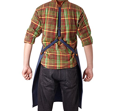 image for ZOMCHAIN Waxed Canvas Work Apron with Tool Pockets Fully Adjustable, L