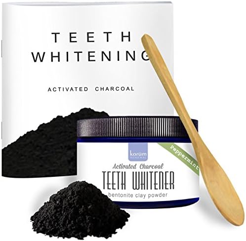 Activated Charcoal Natural Teeth Whitening Powder - Peppermint Flavored 3.5 oz | Use Tooth powder as or with Toothpaste | With Detoxifying Bentonite Clay | Non-Porous Spoon | FREE Booklet
