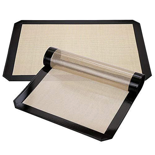 Songway Silicone Baking Mats Set, Reusable Baking Tray Sheet Liner, Non Stick, Washable, Heat-Resistant, FDA Approved, BPA Free Cooking Bakeware Mat for Cookie, Pastry, Roasting (Black)