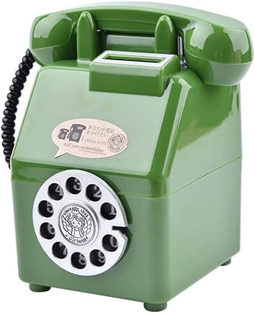 Amazon Deepgreenforest 貯金箱 公衆電話 ダイヤル式 電話 レトロ 貯金 小銭 おもしろ おもちゃ 玩具 グリーン 貯金箱 おもちゃ