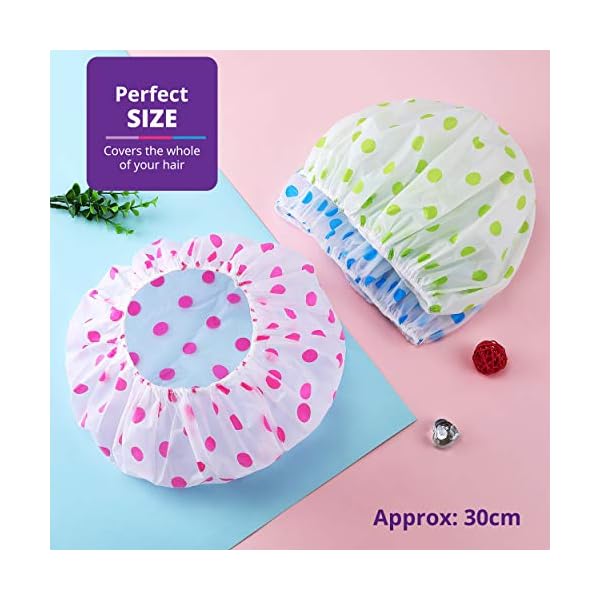 Woospa-Shower-Caps-for-WomenMen-3-Pack-Waterproof-Reusable-Bath-Cap-30cm-Width-with-Elastic-Band Woospa Shower Caps for Women/Men 3 Pack Waterproof & Reusable Bath Cap 30cm Width with Elastic Band (Pack of 3)