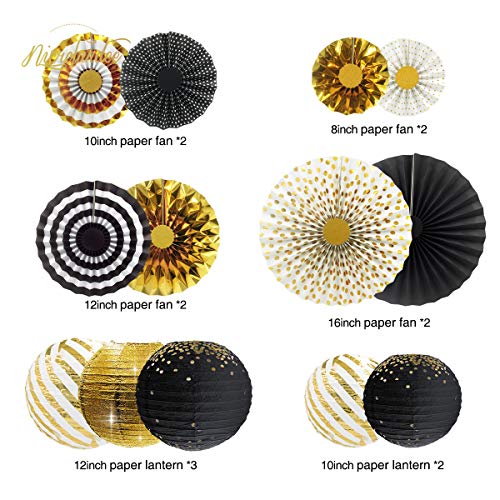 NICROLANDEE-40th-Birthday-Decorations-Balloon-Banner-Glitter-Happy-Birthday-Banner-Black-and-Gold-Paper-Lantern-Paper-Fan-Paper-Tissue-Tassel-for-Birthday-Anniversary-Decor-Party-Supplies-40th