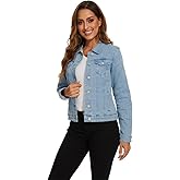 J.Corrine Women's Stretchy Denim Jacket Long Sleeve Vintage Basic Trendy Button Up Trucker Jean Jackets