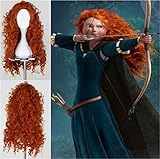 Worldflying®pretty Popular Brave Merida New Long Orange Curly Cosplay Party Wig Orange Wig