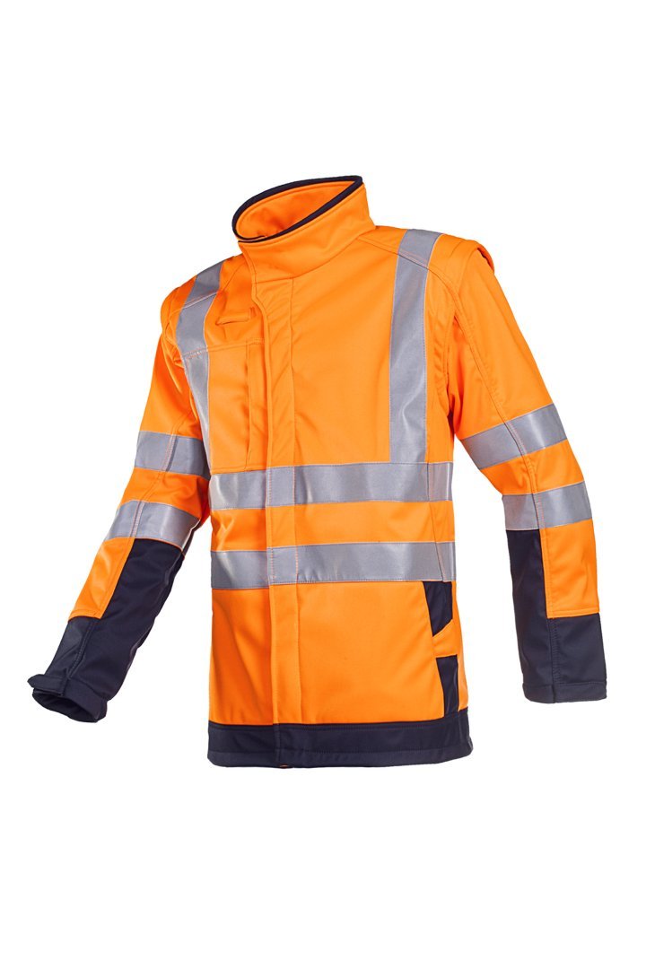 SIOEN 9643A2TV4279S Heatherton Flame retardant anti-static Soft Shell with detachable sleeves, Small, Hi-Vis Orange/Navy