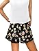 Allegra K Women's Allover Printed Lace Trim Elastic Waist Summer Shorts Black-Floral Prints L (US 14)