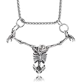 TKHLT Punk Skeleton Skull Necklace Captivity Skull Pendent Biker Rock Jewelry Gift for Men and Women