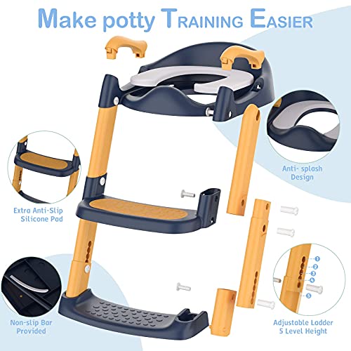 Potty Training Toilet Seat with Step Stool Ladder Toddlers Foldable Potty Training Chair Seats