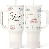 SANDJEST Christian Gift for Women – Inspiration Insulated Stainless Steel Tumbler with Handle and Straw - Religious Gifts for Birthday Christmas, 40oz