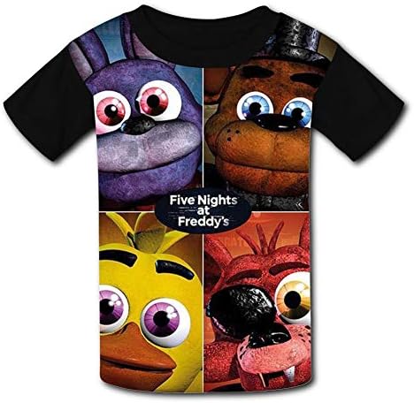 HEYheyboy Cute Freddy Bonnie Chica and Foxy Kids Cute T-Shirt Short Sleeve Youth Tees Fan Boys Girls