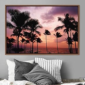 signwin Framed Canvas Wall Art Palm Tree Colorful...