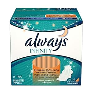 Always Infinity Feminine Pads for Women, Size 4, Overnight Absorbency