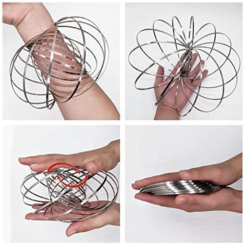 JJMG New Magical Stainless Kinetic Flow Decompression Rings Interactive Sensory Bracelet Toys for Teens and Adult Infinity Spring Fidget Gadget Bracelet