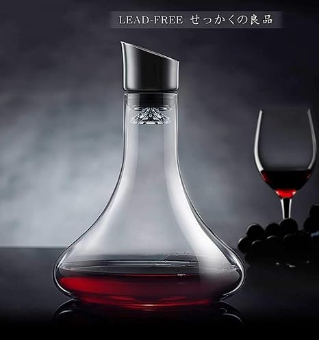 Amazon デキャンター ワインエアレーター ワイドベースでワインデキャンタ1500ミリリットル 鉛フリークリスタルガラス ワインのギフトのためにエアレーション 1 8lワイン アクセサリ クラシック赤ワインカラフ吹き手 ウィスキー ラム ワイン用デカンタ