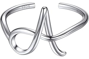 ChicSilver Personalized 925 Sterling Silver Initial Letter Ring A-Z Stackable Ring Adjustable Size 6-11