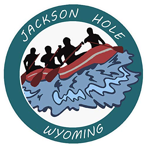 Jackson Hole, Wyoming White Water Rafting Decorative Car Truck Window Sticker Decal Vinyl Die-Cut Badge Emblem Vacation Souvenir Travel Gear
