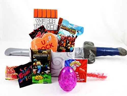 ' Your the Bomb ' Minecraft Themed Valentine Candy and Toy Stuffed Gift Basket