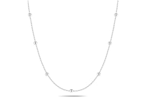 IEFWELL Solid 925 Sterling Silver Chain Necklace for Women, 1.6mm Satellite Bead Chain Necklace Shiny Sturdy Hypoallergenic Chain Necklaces, 16/18/20/22/24 Inches Dainty Silver Jewelry for Women