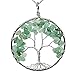 KISSPAT Handmade Tree Of Life Gemstone Pendant Necklace With 26