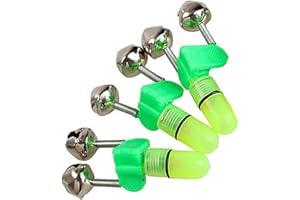 TypoGrove 3Pcs LED Fishing Alarms with Twin Bells - Night Light Bite Indicators for Rod Tips and Multi-Environment Angling Accessories