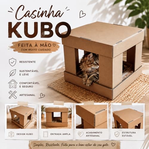 Casa para Gato com Arranhador e Tunel Casinha Desmontável Kartona