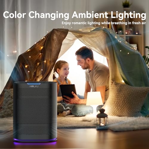 Air Purifiers for Home Large Room - Up to 2100 Ft²HEPA Air Purifiers for Bedroom Air Filter with Sleep Mode, Auto Mode, 3 in 1 Filter Effectively Clean 99.97% Smoke, Dust, Pets Dander, Odors Black