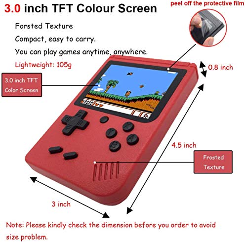 Mini Retro Handheld FC Games Consoles ,Built-in 400 Classic Game, Portable Gameboy 3 Inch LCD Screen 1000mAh Rechargeable Battery TV Output ,Good Gifts for Kids Boys Girls Men Women (Consoles-Red) - Thumbnail 3