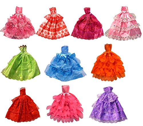 Fancy Doll Clothes for Barbie Girls Dolls - 10 PCS Handmade 11.5 Inch Doll Clothes Wedding Dresses Gowns Outfits Costume Party Dress for Girls Kids Party Favor - Thumbnail 4