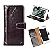 CORNMI iPhone 7 Plus Case, Handcraft Genuine Leather Flip Stand Wallet ID Card Holder Case Money Pouch for Apple iPhone 7 Plus - Purple