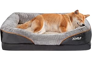 JOYELF Large Memory Foam Dog Bed, Orthopedic Dog Bed & Sofa with Removable Washable Cover and Squeaker Toy as Gift
