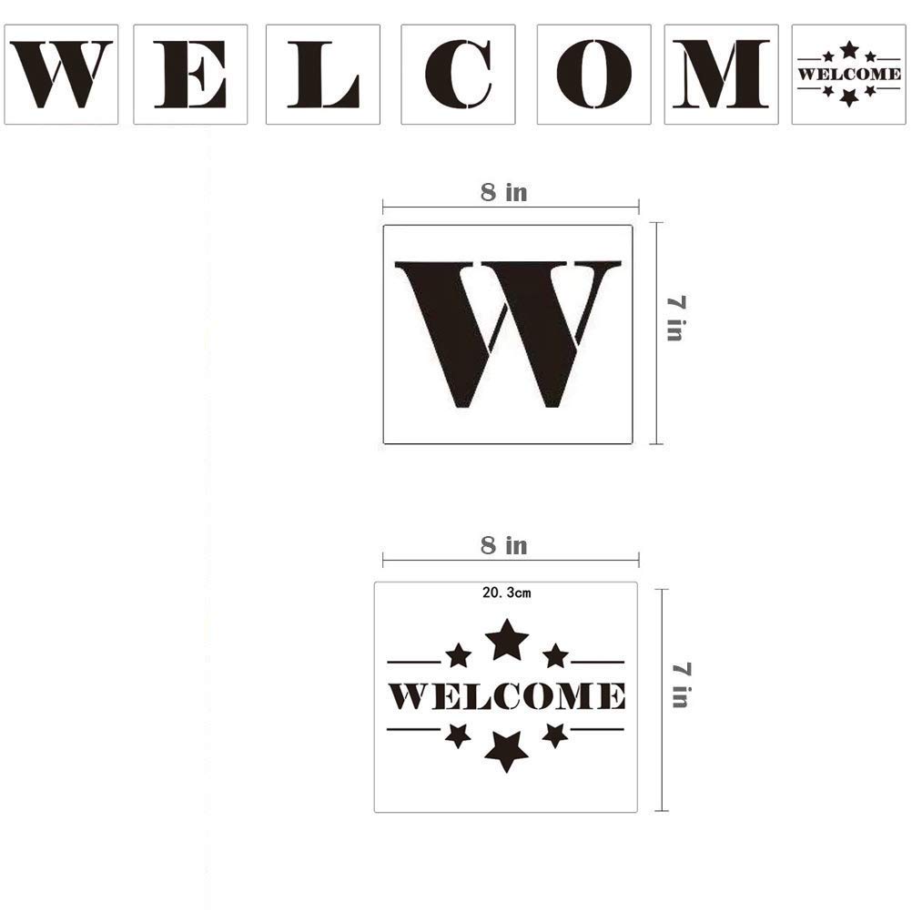 8 Pcs Welcome Stencil For Large Letters Painting Decorating Hotel
