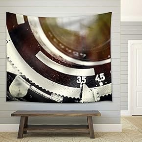 Vintage Camera Lens Close-Up - Fabric Wall Tapestry Home Decor - 51x60 inches