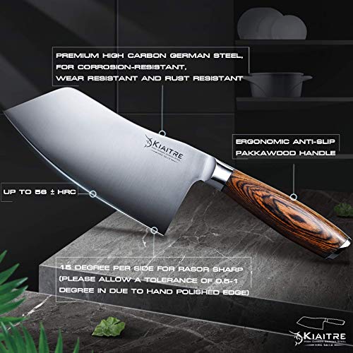 Kiaitre Meat Cleaver Knife 7 Inch Vegetable Cleaver Knife High Carbon