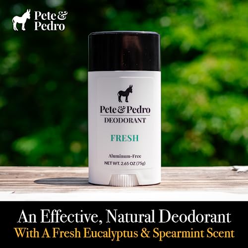 Pete & Pedro FRESH NATURAL DEODORANT | Natural, Aluminum-Free Deodorant - Eucalyptus & Spearmint Scent For Men & Women | Odor-Control, Sweat Protection | Paraben Free, Vegan | Shark Tank 2.65 oz.