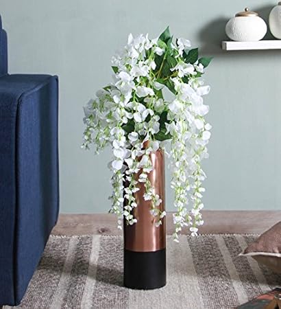 Fourwalls Artificial Polyester and Plastic Hanging Flower Vine (37 cm x 1 cm x 110 cm, White, Set of 6)