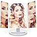 YCBB Makeup Mirror Trifold with Upgraded Touch Screen - Lighting 21 LED Lights, 1x/2x/3x Magnification, 180° Adjustable Stand, and High-Power USB Charging Backlight