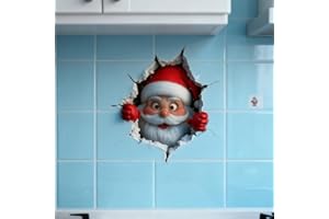 3Pcs 3D Santa Claus Wall Sticker,3D Wall-Breaking Cute Santa Claus Wall Stickers,Self Adhesive Stickers 3DSanta C-laus Christ