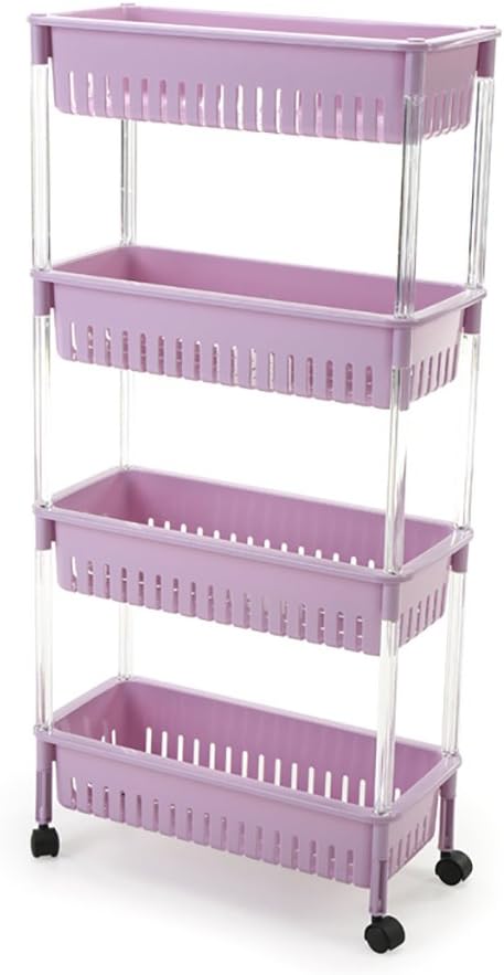 CFstc Kitchen Storage Trolleys Slide Out Storage Tower Movable Detachable Shelf With Wheels 4 Tier For Kitchen Bathroom Living Room (Color : C)