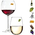 Simply Charmed Magnetic Wine Glass Charms, Set of 6 Fun Magnetic Wine Theme Drink Markers and Tags