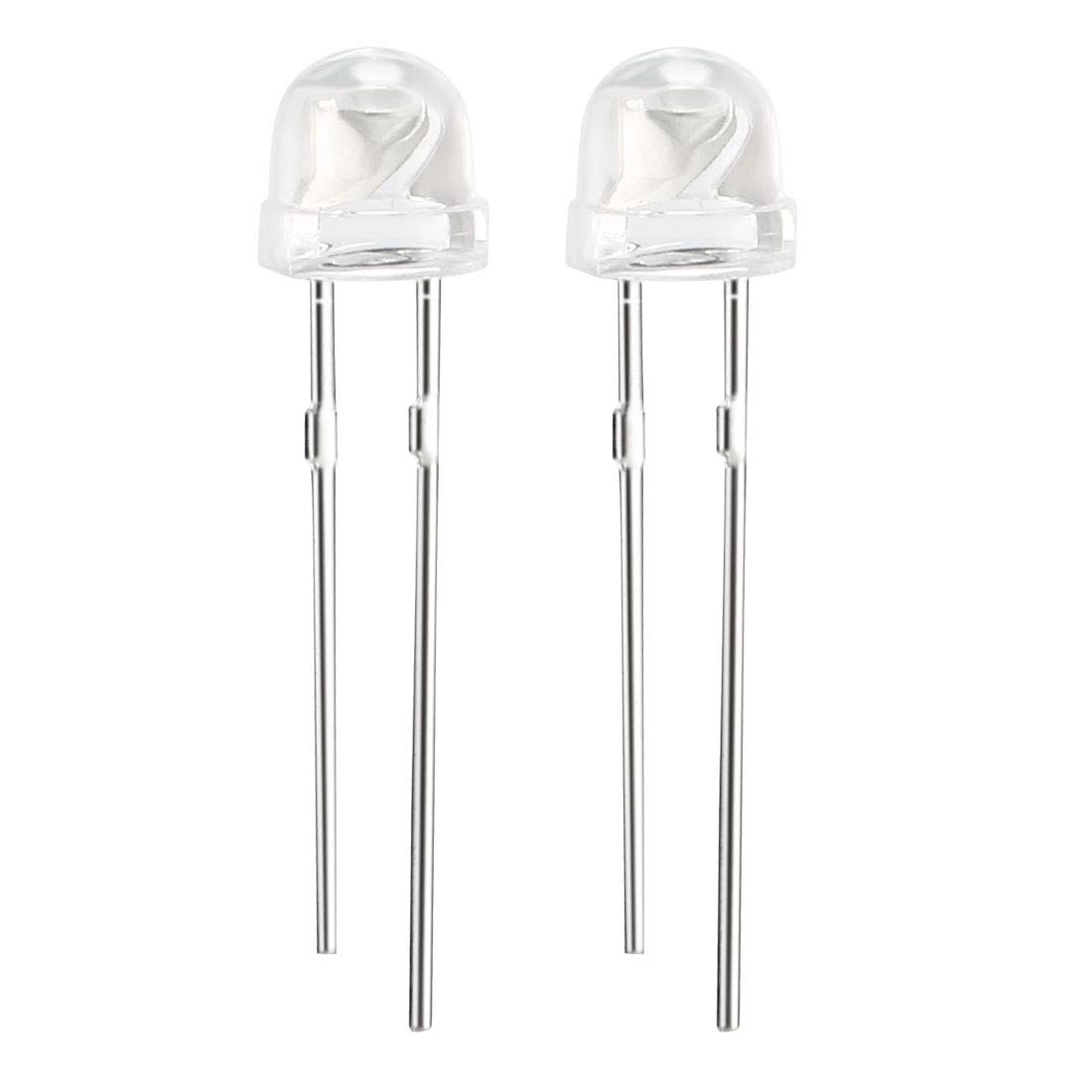 sourcing map 500pcs 5mm Red LED Diode Lights Clear Straw Hat Transparent 1.9-2.1V 20mA Super Bright Lighting Bulb Lamps Electronic Component Light Emitting Diodes