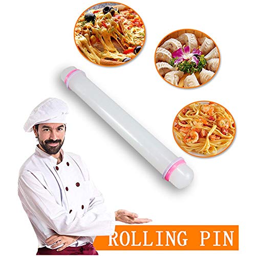 shamrock58 Non-Stick Fondant Roller Silicone Rolling Pin Perfect to Make Cake Pastry Cooking Baking 22.5 x2.5 cm (Multicolor)