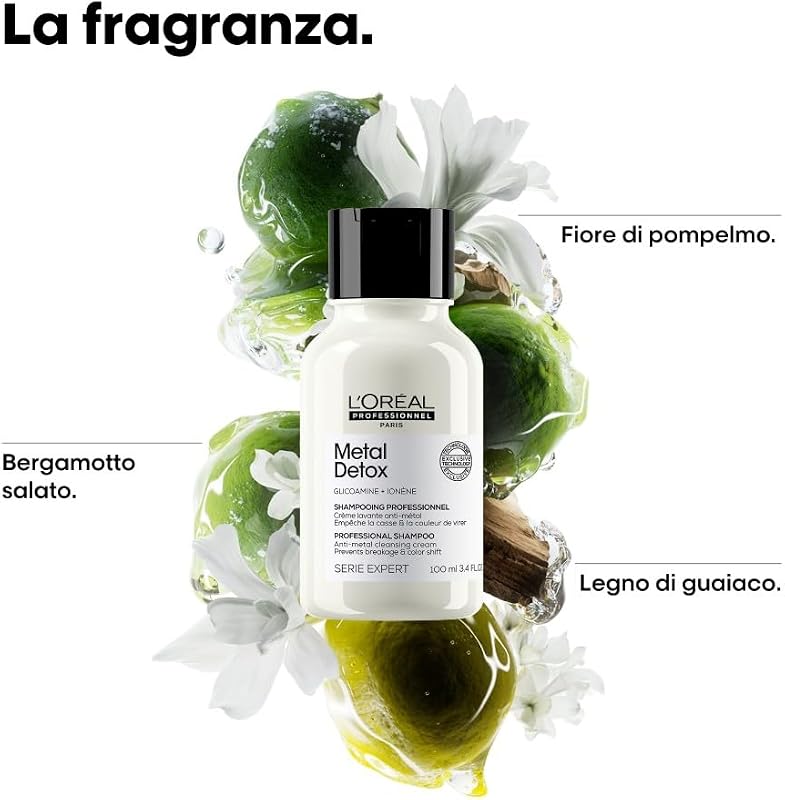 Mini Shampoo Ristrutturante per Tutti i Tipi di Capelli Danneggiati, Rischio di Rottura Ridotto, Colore Protetto, Chioma Lucente&Setosa, Senza Solfati, Metal Detox, 100 ml