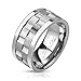 Stainless Steel Double Gear Shaped Center Design Spinner Ring, Ring Width of 10MM