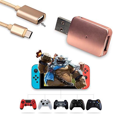 Controller Converter for Nintendo Switch,Support for PS3/PS4/XBOX ONE/XBOX 360/XBOX Elite Controller (Support TV MODE and HANDHELD MODE),with a Type-C OTG Cable (Gold)