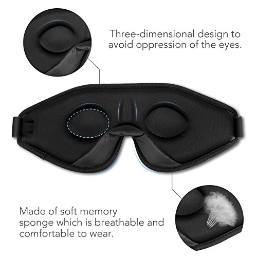 AGPTEK Wireless Eye Massager with 6 Vibration Modes, Eye Mask to Relieve Eye Stress,Ultra Soft 3D Contoured Eye Mask for Eye Fatigue Relief Vision Care, Black - Thumbnail 4
